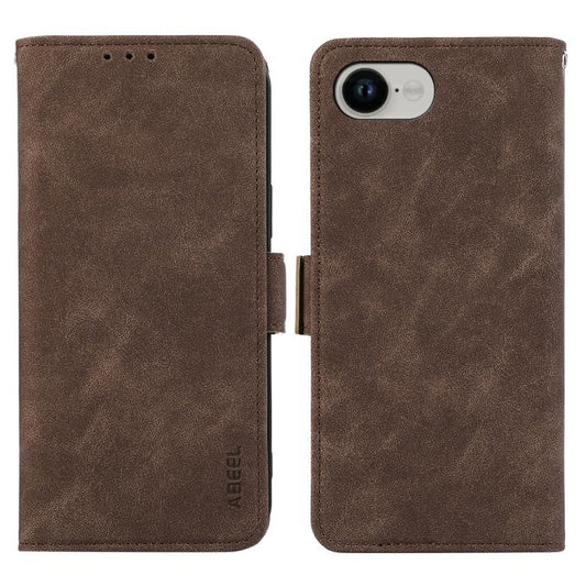 For iPhone 16e ABEEL Frosted Magnetic RFID Leather Phone Case(Brown) by bashfashion