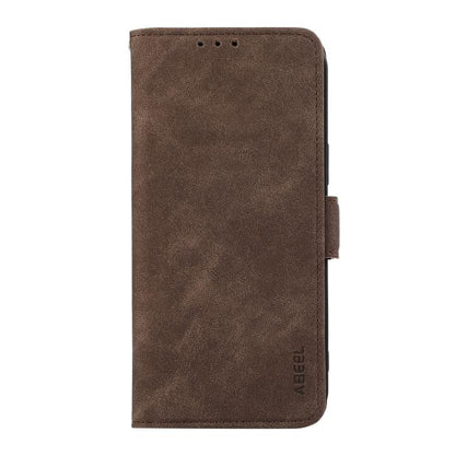 For iPhone 16e ABEEL Frosted Magnetic RFID Leather Phone Case(Brown) by bashfashion