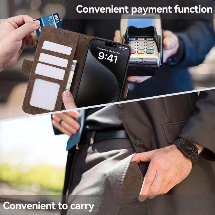 For iPhone 16e ABEEL Frosted Magnetic RFID Leather Phone Case(Brown) by bashfashion