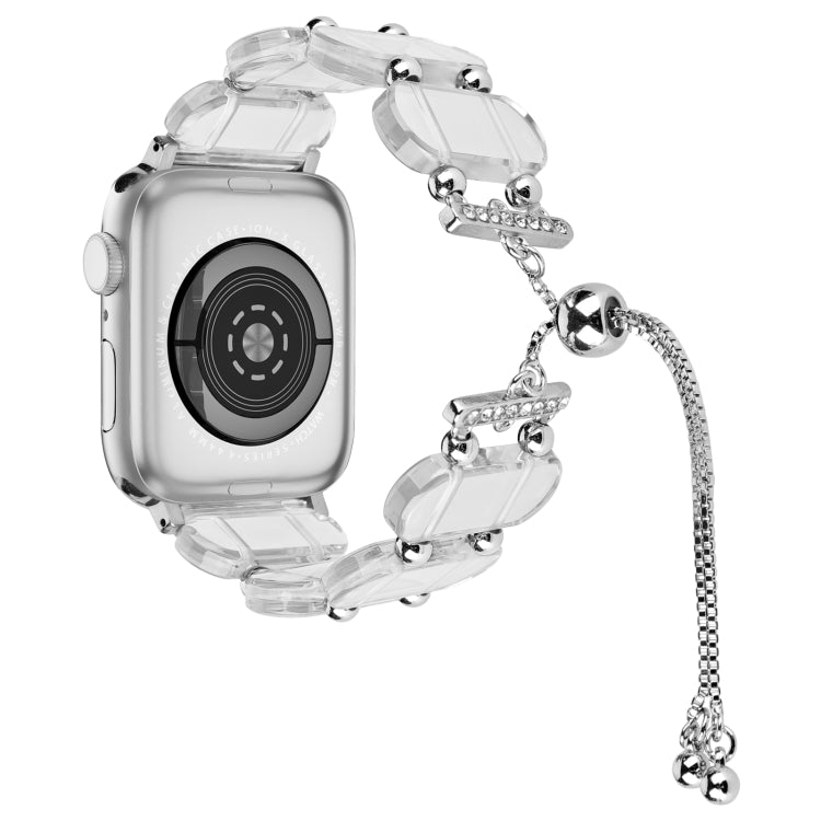 For Apple Watch SE 2023 44mm Resin Retractable Chain Watch Band(Transparent) by bashfashion