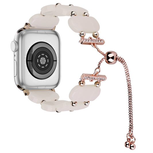 For Apple Watch SE 2023 44mm Resin Retractable Chain Watch Band(Mermaid Pink) by bashfashion