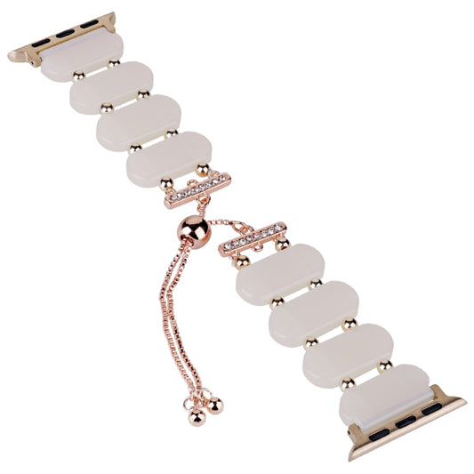 For Apple Watch SE 2023 44mm Resin Retractable Chain Watch Band(Mermaid Pink) by bashfashion