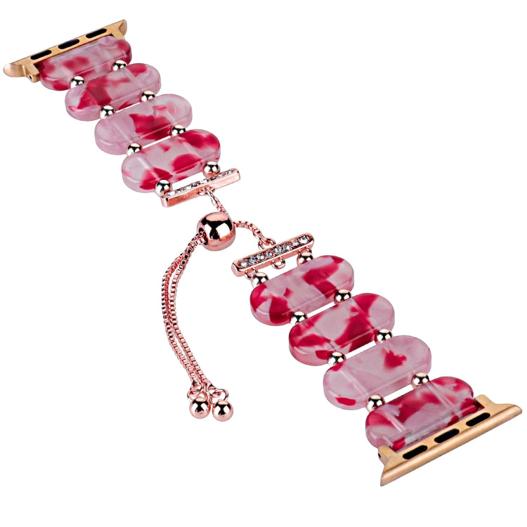 For Apple Watch SE 2023 44mm Resin Retractable Chain Watch Band(Rose Red) by bashfashion