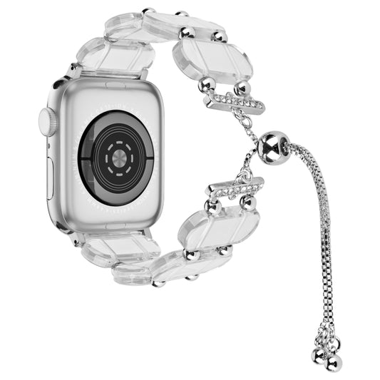 For Apple Watch SE 2023 40mm Resin Retractable Chain Watch Band(Transparent) by bashfashion