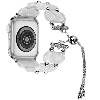 For Apple Watch SE 2023 40mm Resin Retractable Chain Watch Band(Pearl White) by bashfashion