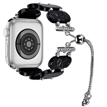 For Apple Watch SE 2023 40mm Resin Retractable Chain Watch Band(Black Flower) by bashfashion