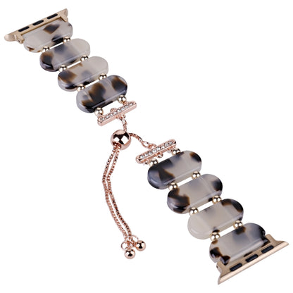 For Apple Watch SE 2023 40mm Resin Retractable Chain Watch Band(Brown White) by bashfashion