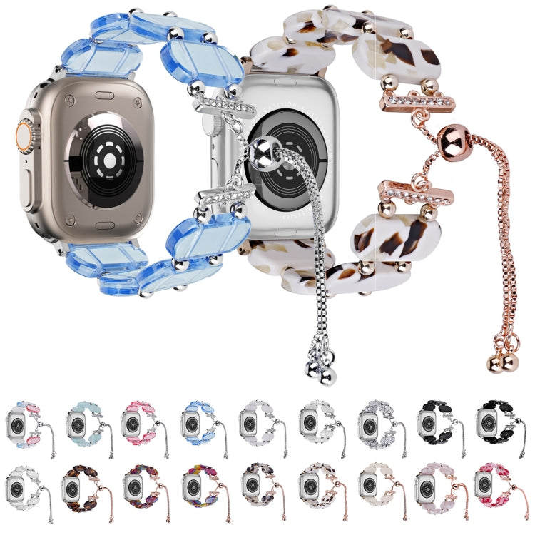 For Apple Watch SE 2023 40mm Resin Retractable Chain Watch Band(Pearl White) by bashfashion