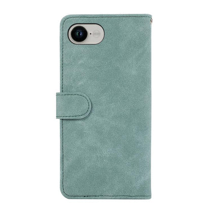 For iPhone 16e ABEEL Color Block Magnetic RFID Leather Phone Case(Cyan-Pink) by bashfashion