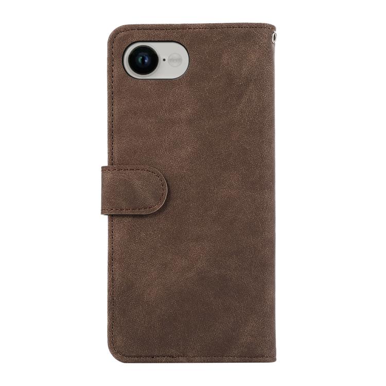 For iPhone 16e ABEEL Color Block Magnetic RFID Leather Phone Case(Brown-Blue) by bashfashion