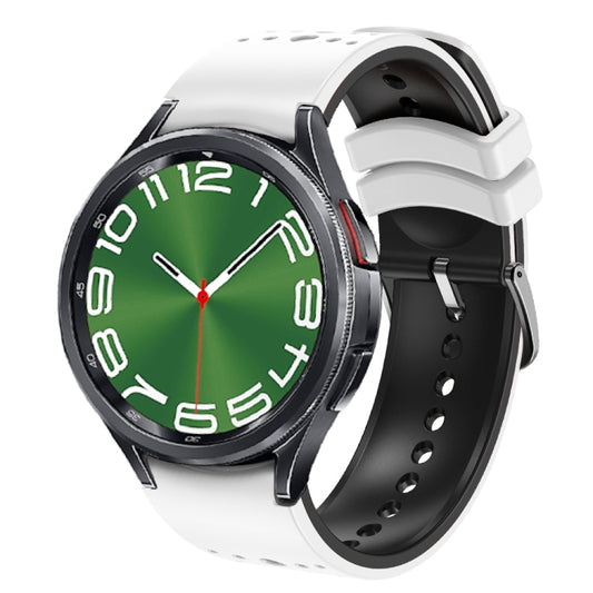 For Samsung Galaxy Watch 6 Two Color Silicone Watch Band(White Black) by bashfashion