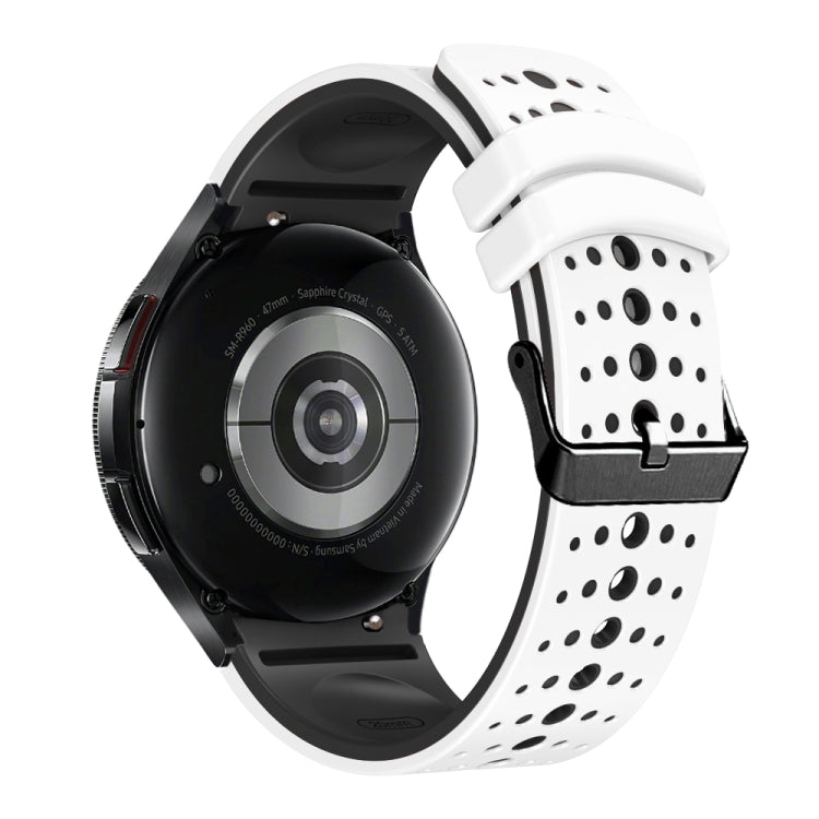 For Samsung Galaxy Watch 6 Two Color Silicone Watch Band(White Black) by bashfashion