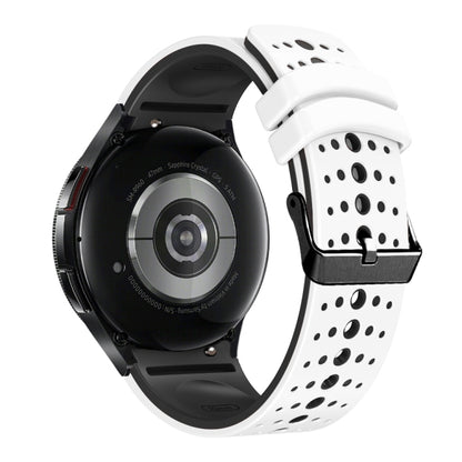 For Samsung Galaxy Watch 6 Two Color Silicone Watch Band(White Black) by bashfashion