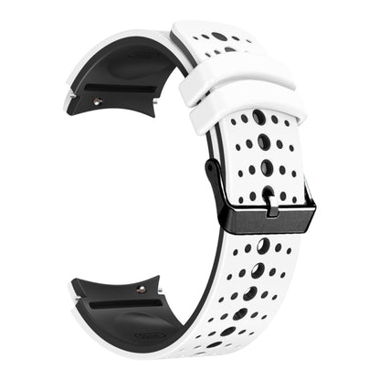 For Samsung Galaxy Watch 6 Two Color Silicone Watch Band(White Black) by bashfashion