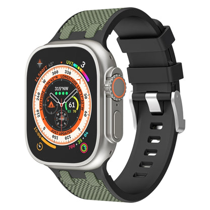 For Apple Watch Ultra 2 49mm Oak Silicone Watch Band(Black Army Green) by bashfashion
