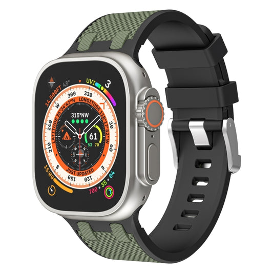 For Apple Watch Ultra 2 49mm Oak Silicone Watch Band(Black Army Green) by bashfashion