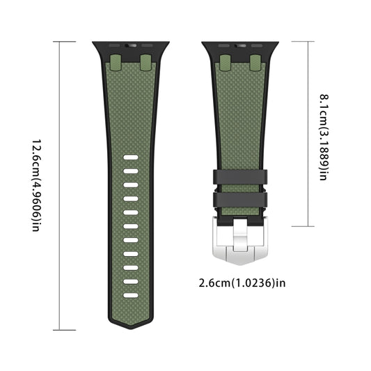For Apple Watch Series 3 42mm Oak Silicone Watch Band(Black Army Green) by bashfashion