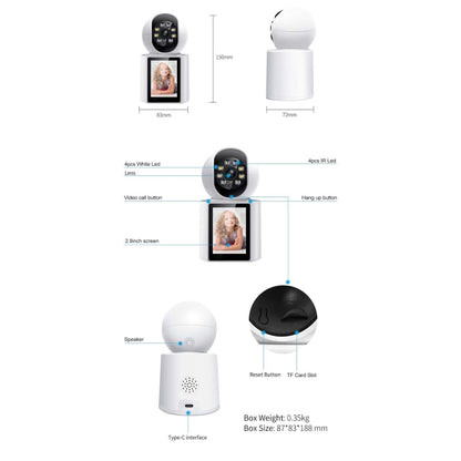ESCAM QF104 One Click Video Call 3MP Indoor Humanoid Detection Audible Alarm Color Night Version Smart WiFi Camera, AU Plug by ESCAM