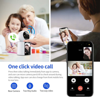 ESCAM QF104 One Click Video Call 3MP Indoor Humanoid Detection Audible Alarm Color Night Version Smart WiFi Camera, UK Plug by ESCAM