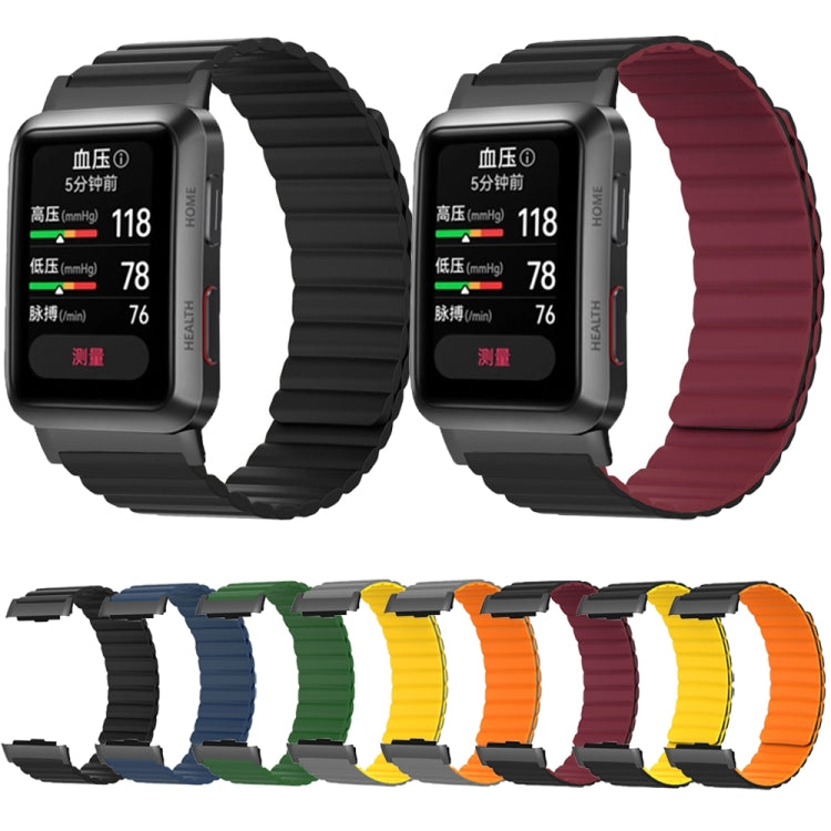 For Huawei Watch D Magnetic Silicone Watch Band(Black Orange) by bashfashion