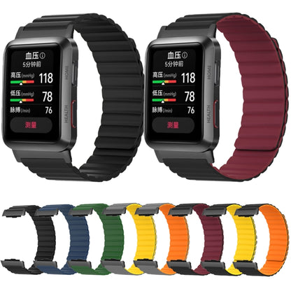 For Huawei Watch D Magnetic Silicone Watch Band(Black Orange) by bashfashion