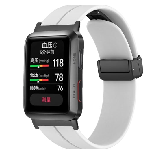 For Huawei Watch D Solid Color Folding Magnetic Buckle Silicone Watch Band(White) by bashfashion