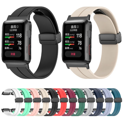 For Huawei Watch D Solid Color Folding Magnetic Buckle Silicone Watch Band(White) by bashfashion