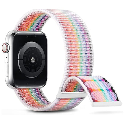 For Apple Watch Ultra 49mm Dual Hook and Loop Nylon Watch Band(Rainbow) by bashfashion