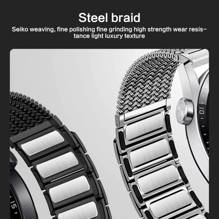For Huawei Watch 4 / 4 Pro 22mm Magnetic Clasp Braided Chain Stainless Steel Watch Band(Black) by bashfashion