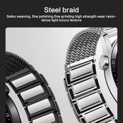 For Huawei Watch 4 / 4 Pro 22mm Magnetic Clasp Braided Chain Stainless Steel Watch Band(Black) by bashfashion