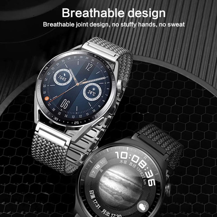 For Huawei Watch 4 / 4 Pro 22mm Magnetic Clasp Braided Chain Stainless Steel Watch Band(Black) by bashfashion