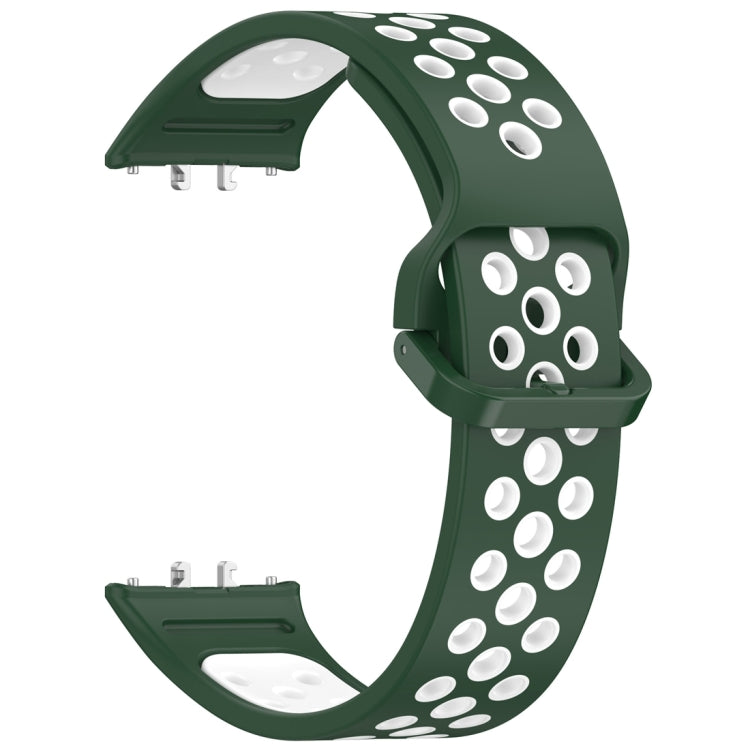 For Samsung Galaxy Fit 3 Two Color Breathable Silicone Watch Band(Dark Green White) by bashfashion