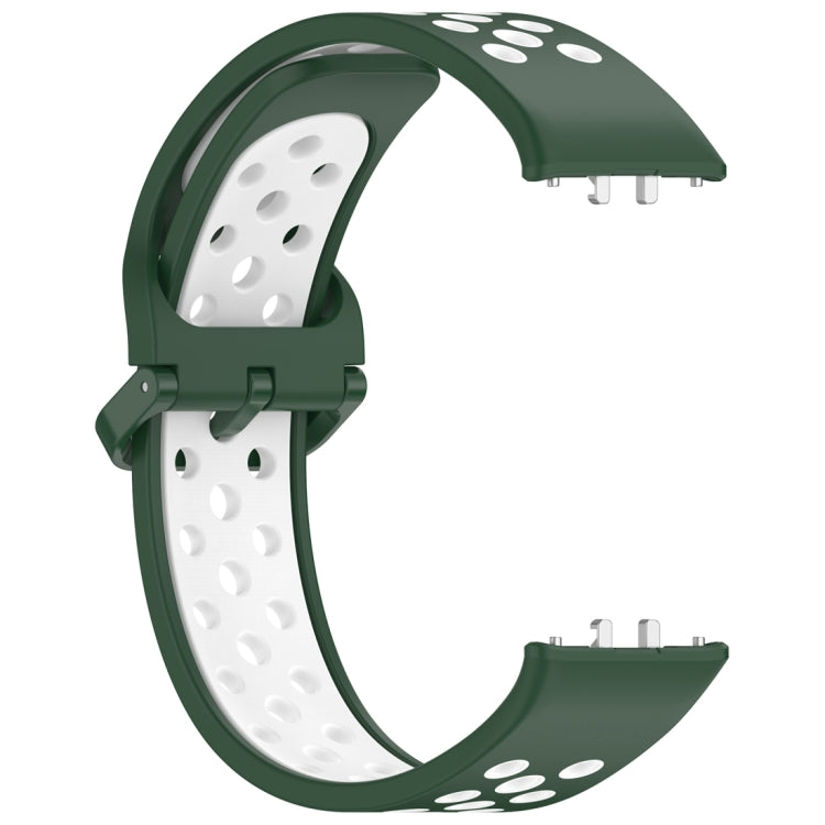 For Samsung Galaxy Fit 3 Two Color Breathable Silicone Watch Band(Dark Green White) by bashfashion