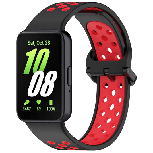 For Samsung Galaxy Fit 3 Two Color Breathable Silicone Watch Band(Black Red) by bashfashion