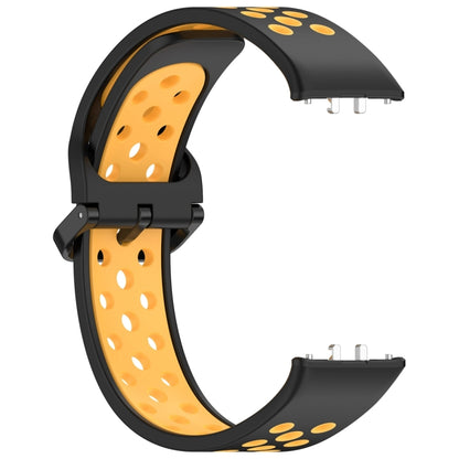 For Samsung Galaxy Fit 3 Two Color Breathable Silicone Watch Band(Black Yellow) by bashfashion