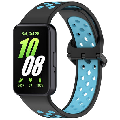 For Samsung Galaxy Fit 3 Two Color Breathable Silicone Watch Band(Black Blue) by bashfashion