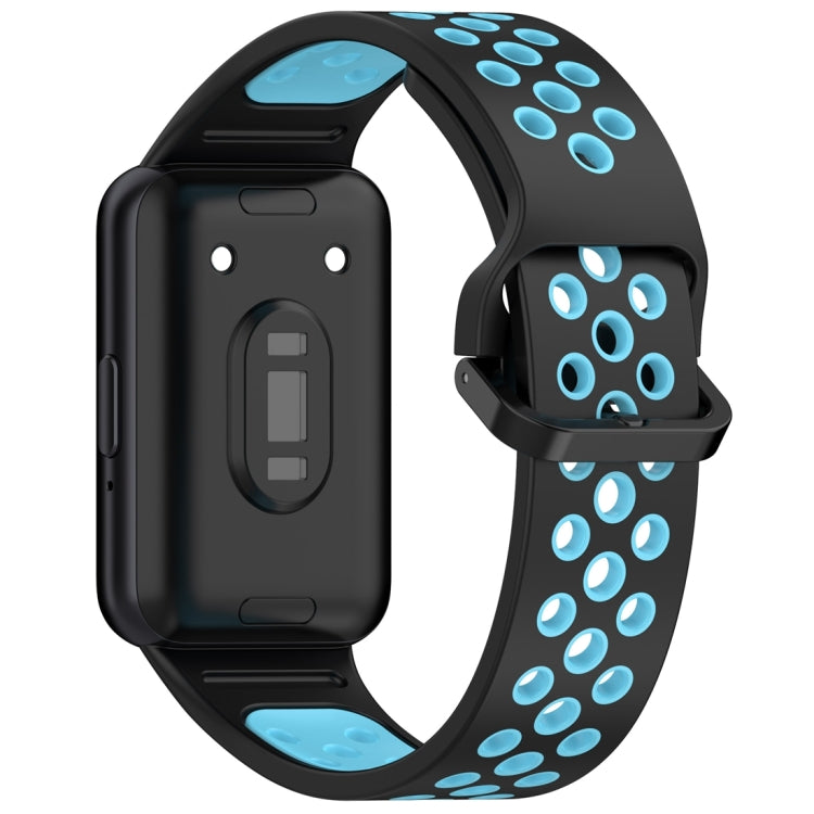 For Samsung Galaxy Fit 3 Two Color Breathable Silicone Watch Band(Black Blue) by bashfashion