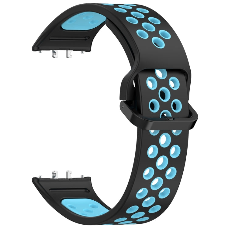 For Samsung Galaxy Fit 3 Two Color Breathable Silicone Watch Band(Black Blue) by bashfashion