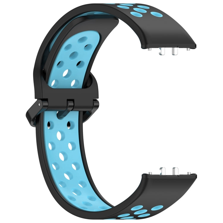 For Samsung Galaxy Fit 3 Two Color Breathable Silicone Watch Band(Black Blue) by bashfashion