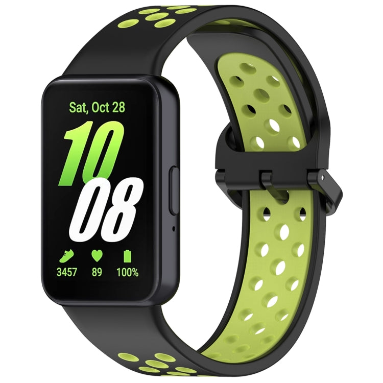 For Samsung Galaxy Fit 3 Two Color Breathable Silicone Watch Band(Black Lime) by bashfashion