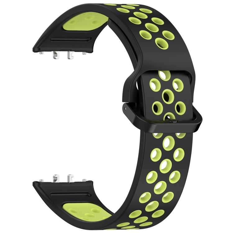 For Samsung Galaxy Fit 3 Two Color Breathable Silicone Watch Band(Black Lime) by bashfashion