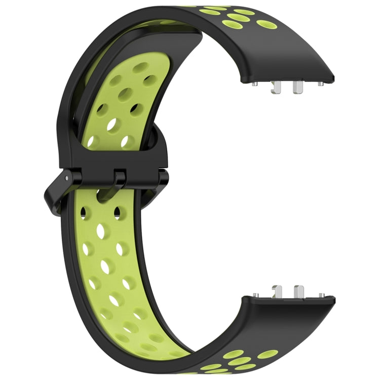 For Samsung Galaxy Fit 3 Two Color Breathable Silicone Watch Band(Black Lime) by bashfashion