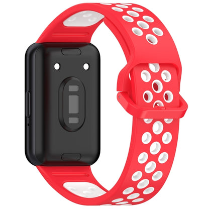 For Samsung Galaxy Fit 3 Two Color Breathable Silicone Watch Band(Red White) by bashfashion