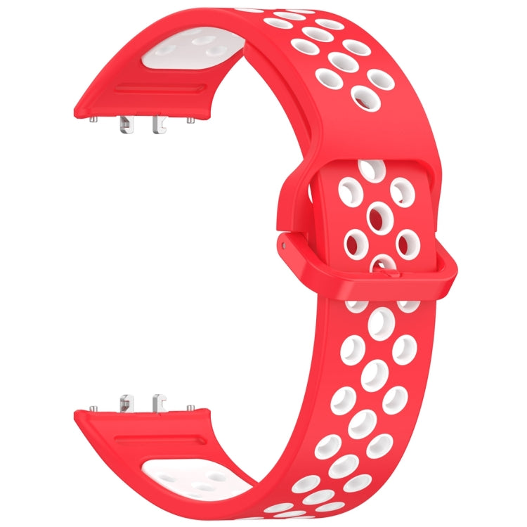 For Samsung Galaxy Fit 3 Two Color Breathable Silicone Watch Band(Red White) by bashfashion