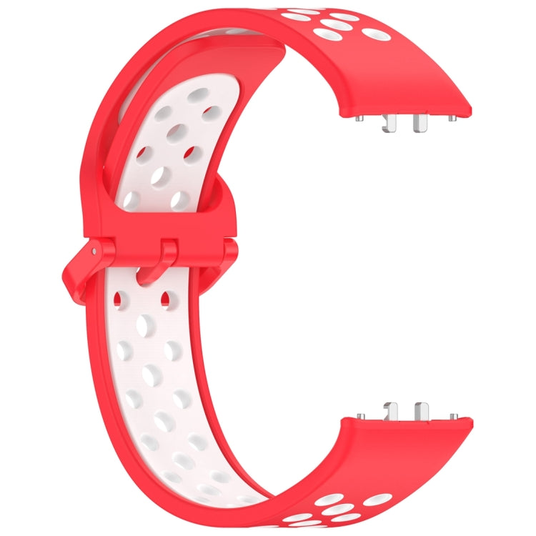 For Samsung Galaxy Fit 3 Two Color Breathable Silicone Watch Band(Red White) by bashfashion