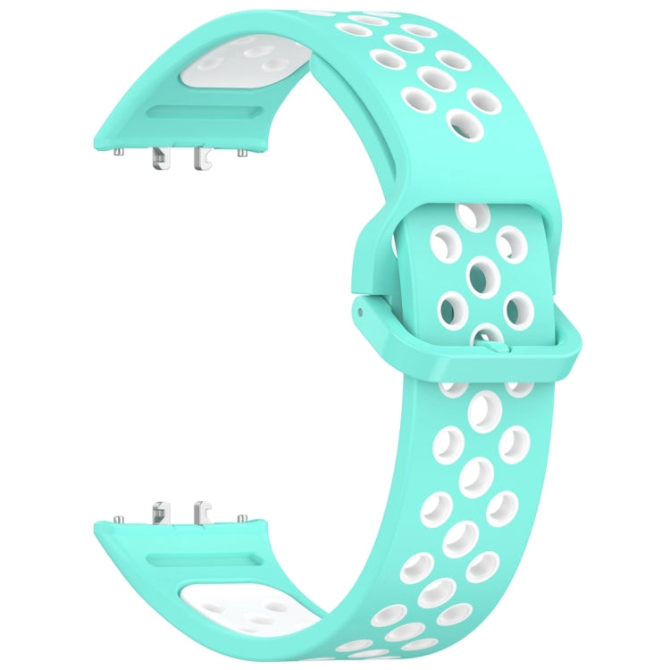 For Samsung Galaxy Fit 3 Two Color Breathable Silicone Watch Band(Teal White) by bashfashion