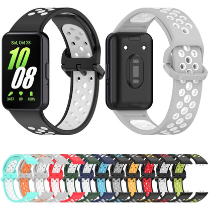 For Samsung Galaxy Fit 3 Two Color Breathable Silicone Watch Band(Black White) by bashfashion