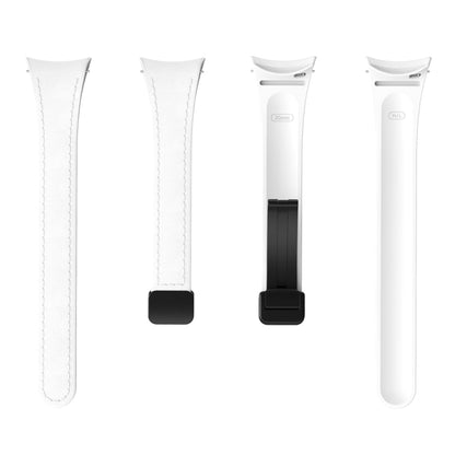 For Samsung Galaxy Watch 6 Slim Magnetic Black Buckle Leather Silicone Watch Band(White) by bashfashion