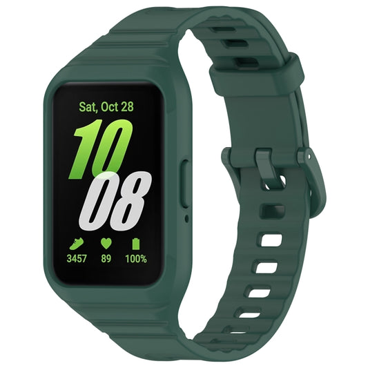 For Samsung Galaxy Fit 3 Solid Color Integrated TPU Watch Band(Dark Green) by bashfashion