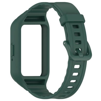 For Samsung Galaxy Fit 3 Solid Color Integrated TPU Watch Band(Dark Green) by bashfashion